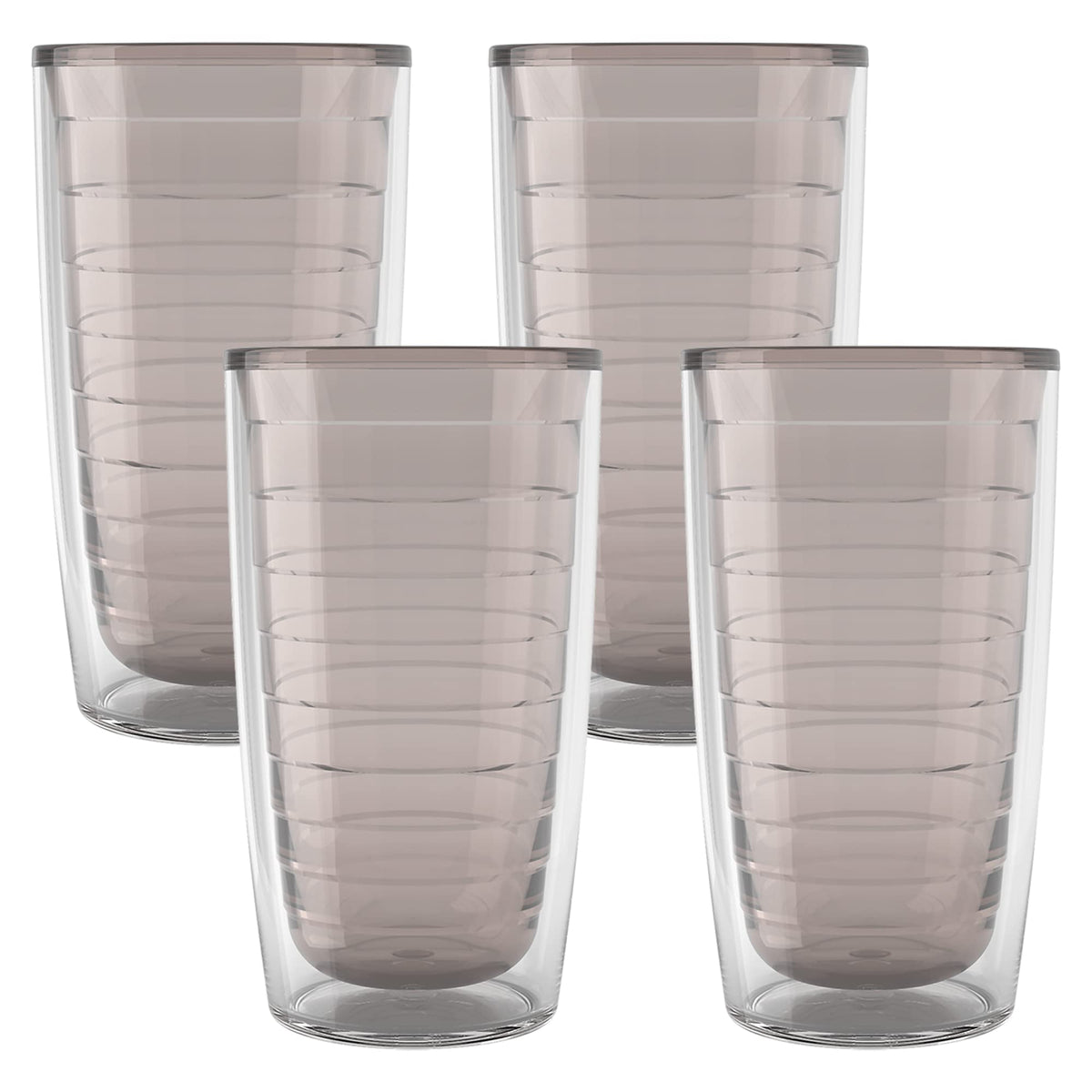Tervis Clear & Colorful Tabletop Made in USA Double Walled Insulated Tumbler Travel Cup Keeps Drinks Cold & Hot, 16oz - 4pk, Clear