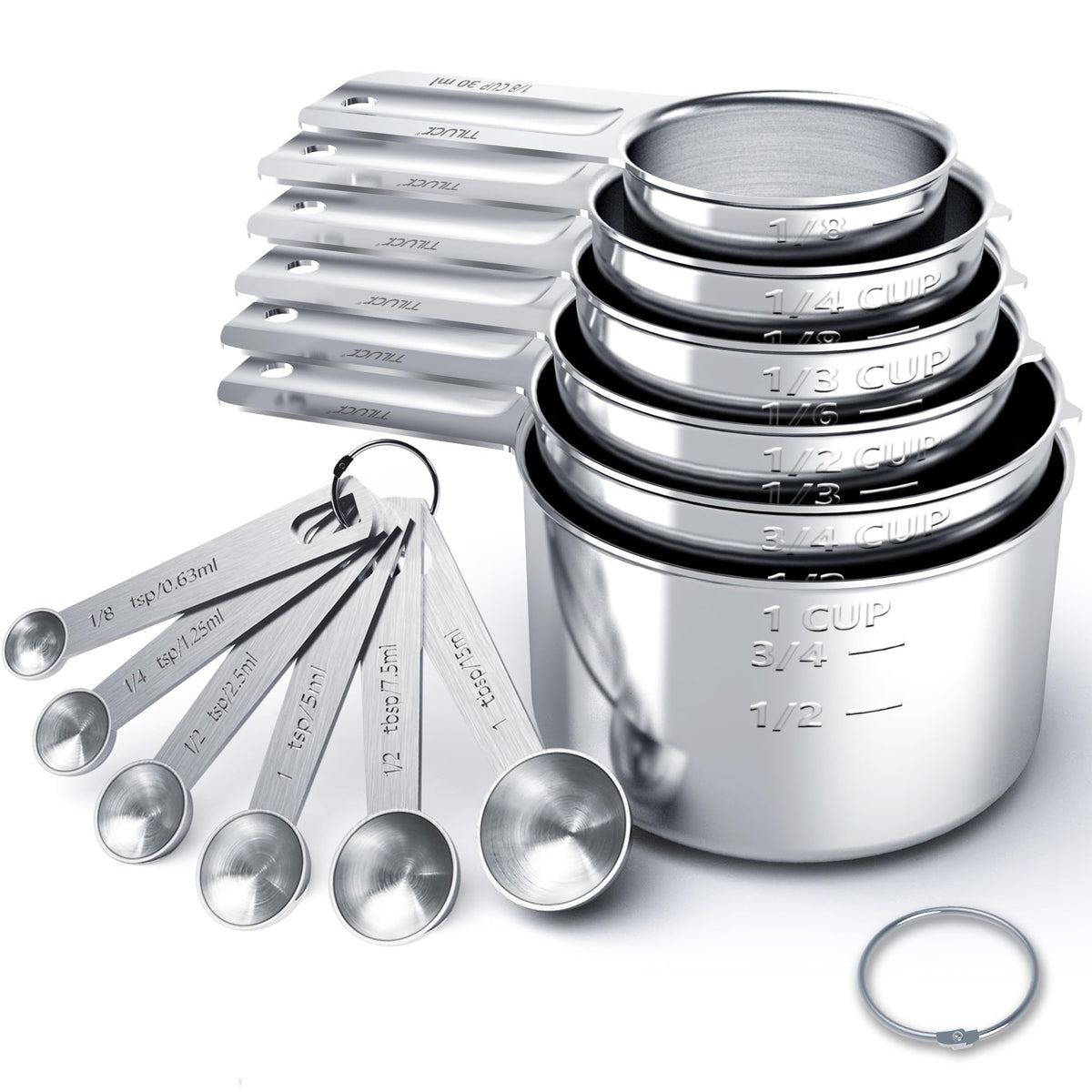 TILUCK Stainless Steel Measuring Cups & Spoons Set, Cups and Spoons