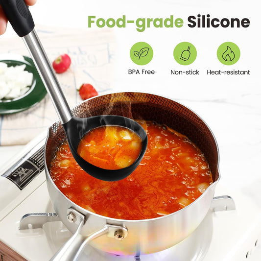 Fyvva 35 Pcs BPA Free Silicone Kitchen Utensils Set Stainless Steel Handles