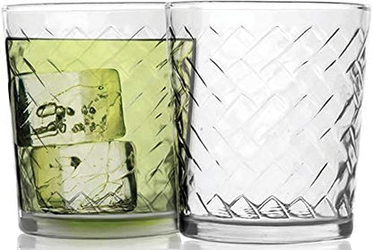 Circleware Chevron Huge 12-Piece Glassware Set of Highball Tumbler Drinking Glasses and Whiskey Cups for Water, Beer, Juice, Ice Tea Beverages, 6-15.75 oz & 6-12.5 oz, Clear