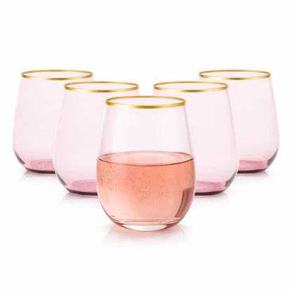 40 Pack Disposable Plastic Wine Glasses 12 oz Diamond Stemless Clear Cups