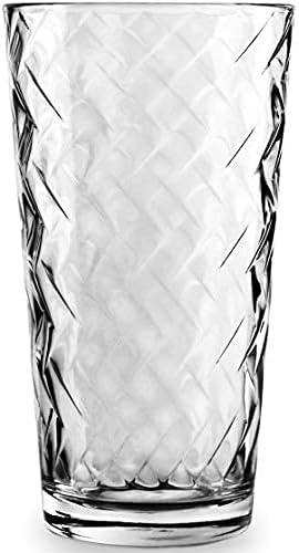 Circleware Chevron Huge 12-Piece Glassware Set of Highball Tumbler Drinking Glasses and Whiskey Cups for Water, Beer, Juice, Ice Tea Beverages, 6-15.75 oz & 6-12.5 oz, Clear