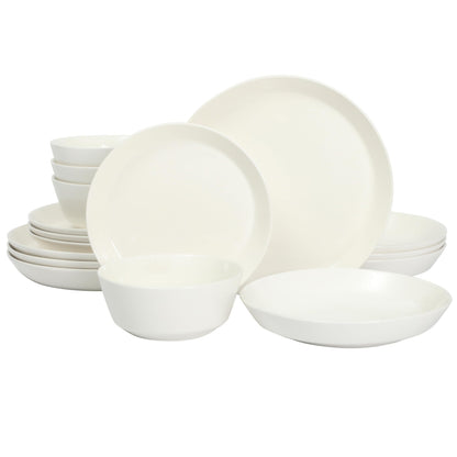 Gibson Home Plates and Bowls Sets - Dinnerware Set for 4, 16-Piece White Dishes — Ceramic Dish Set| Microwave & Dishwasher Safe Dishes - Oslo Collection
