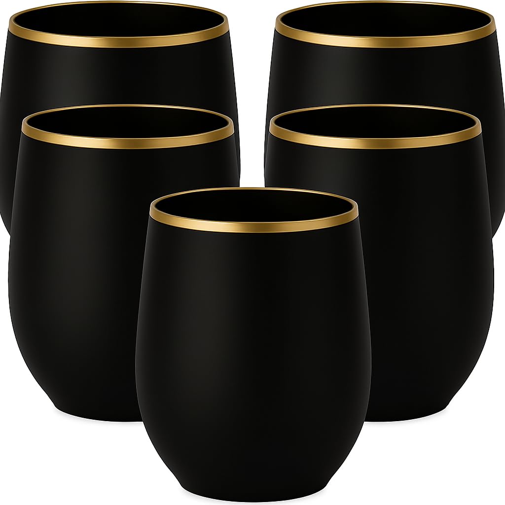 40 Pack Disposable Plastic Wine Glasses 12 oz Diamond Stemless Clear Cups