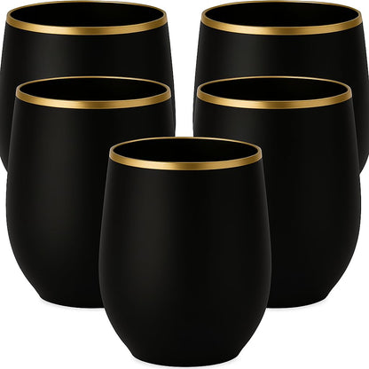 40 Pack Disposable Plastic Wine Glasses 12 oz Diamond Stemless Clear Cups