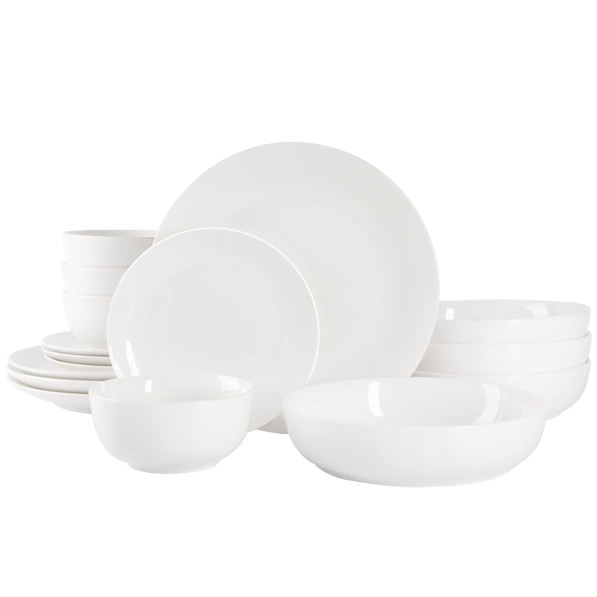 Gibson Home Plates and Bowls Sets - Dinnerware Set for 4, 16-Piece White Dishes — Ceramic Dish Set| Microwave & Dishwasher Safe Dishes - Oslo Collection