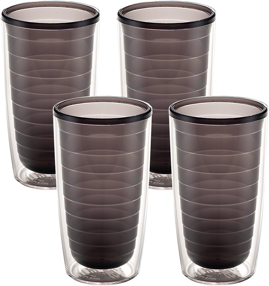 Tervis Clear & Colorful Tabletop Made in USA Double Walled Insulated Tumbler Travel Cup Keeps Drinks Cold & Hot, 16oz - 4pk, Clear