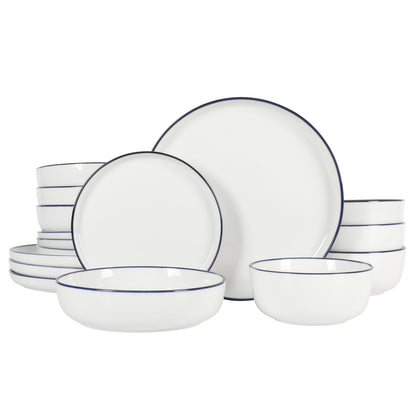 Gibson Home Plates and Bowls Sets - Dinnerware Set for 4, 16-Piece White Dishes — Ceramic Dish Set| Microwave & Dishwasher Safe Dishes - Oslo Collection