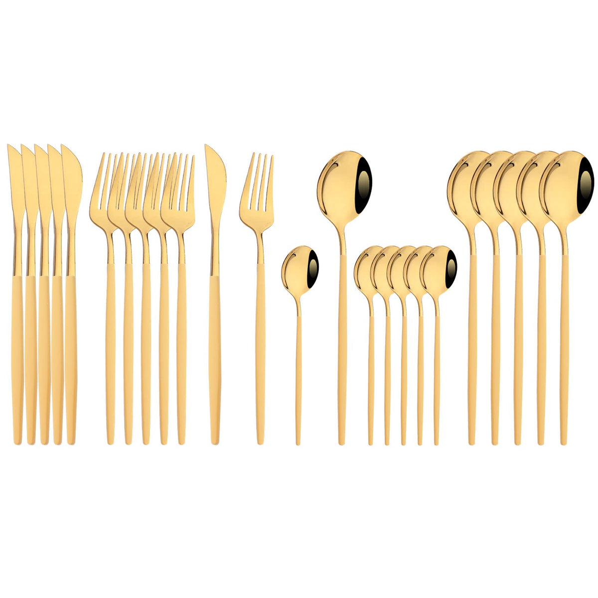 JASHII 24 Pieces 304 Stainless Steel Rose Cutlery Set Home Kitchen Silverware Set, Mirror Polished, Knife/Fork/Spoon, Modern Elegant Silverware Set for Party, Christmas
