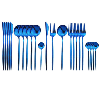 JASHII 24 Pieces 304 Stainless Steel Rose Cutlery Set Home Kitchen Silverware Set, Mirror Polished, Knife/Fork/Spoon, Modern Elegant Silverware Set for Party, Christmas