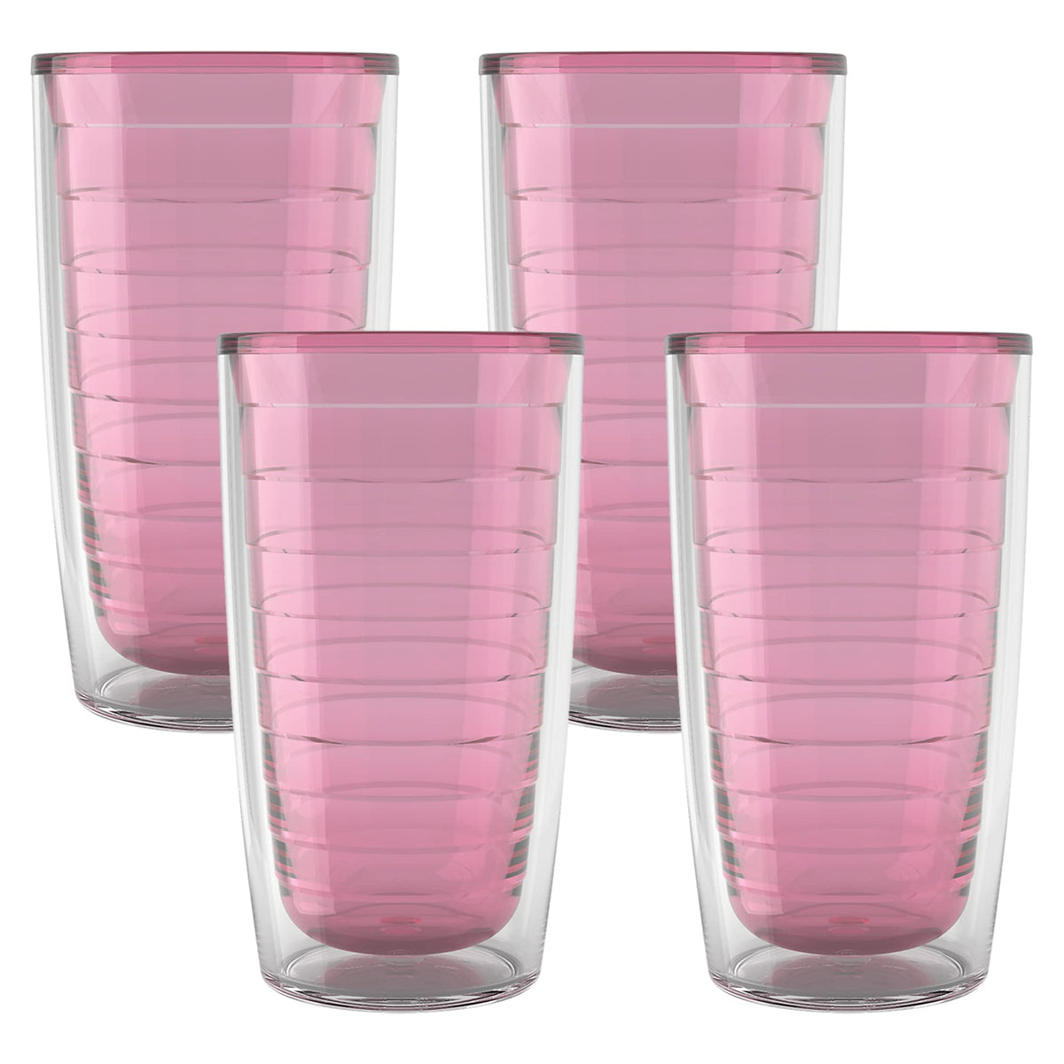 Tervis Clear & Colorful Tabletop Made in USA Double Walled Insulated Tumbler Travel Cup Keeps Drinks Cold & Hot, 16oz - 4pk, Clear