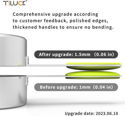 TILUCK Nesting Measuring Cups and Spoons Set, Stainless Steel with Soft Silicone Handle – Heavy Duty & Dishwasher Safe for Measuring Dry/Liquid Ingredients, Ideal for Cooking & Baking (10)