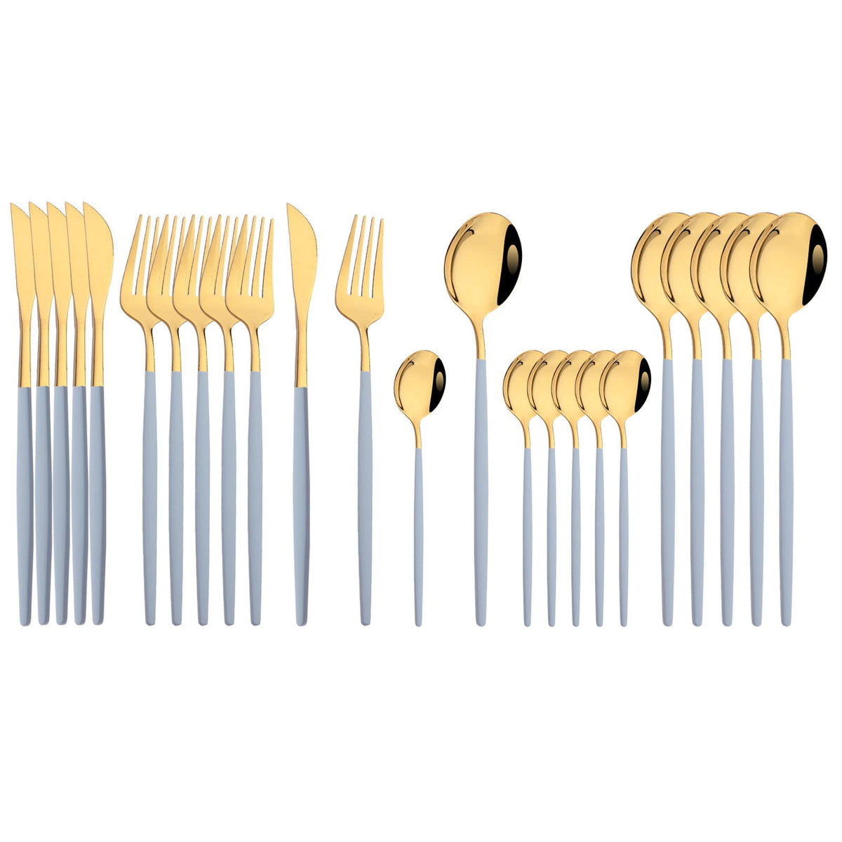JASHII 24 Pieces 304 Stainless Steel Rose Cutlery Set Home Kitchen Silverware Set, Mirror Polished, Knife/Fork/Spoon, Modern Elegant Silverware Set for Party, Christmas