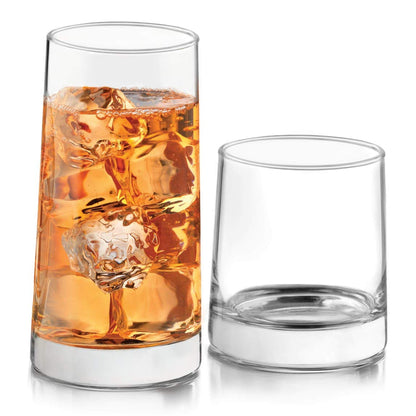 Libbey Preston Tumbler & Rocks Drinking Glasses Set of 16, All-Purpose Cups
