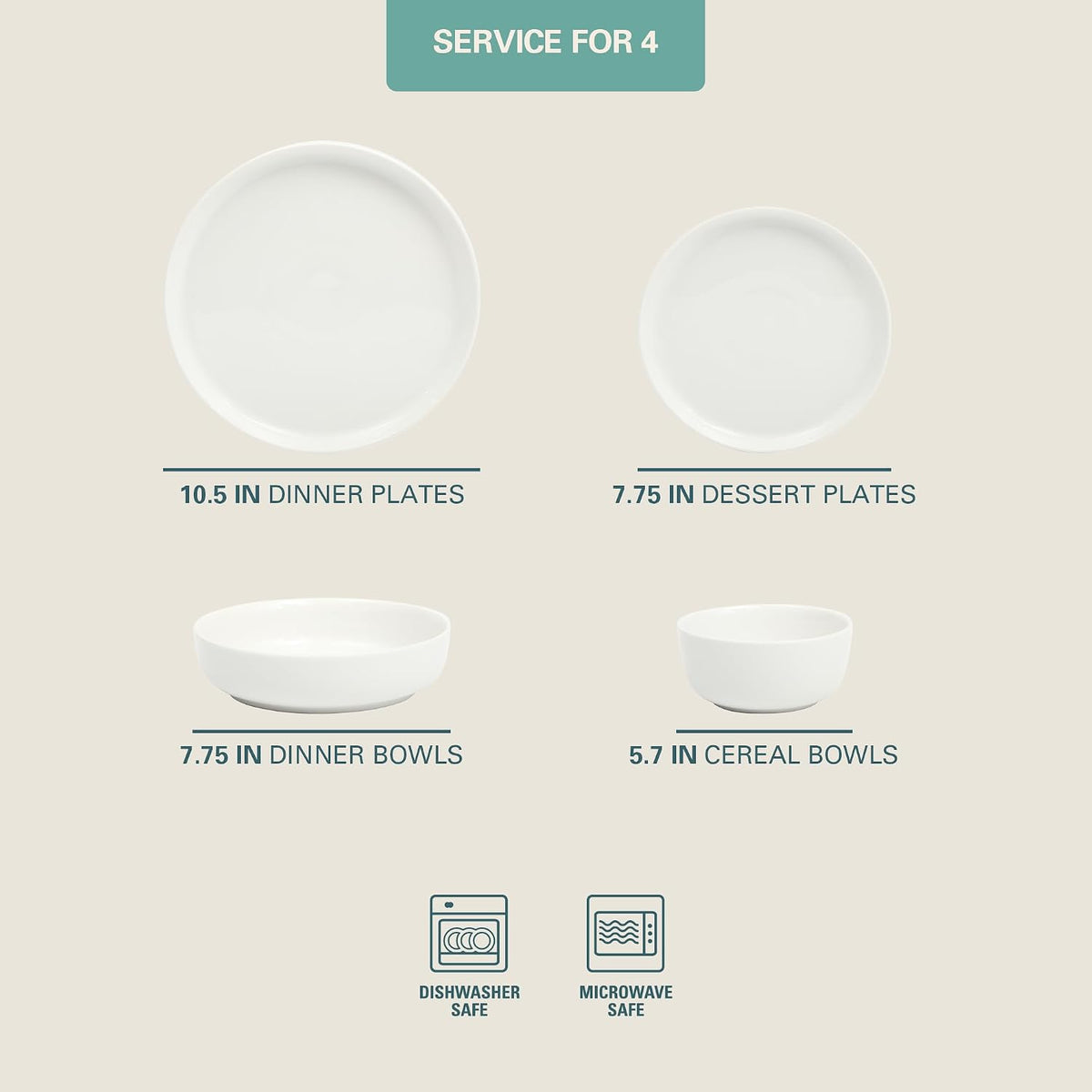 Gibson Home Plates and Bowls Sets - Dinnerware Set for 4, 16-Piece White Dishes — Ceramic Dish Set| Microwave & Dishwasher Safe Dishes - Oslo Collection