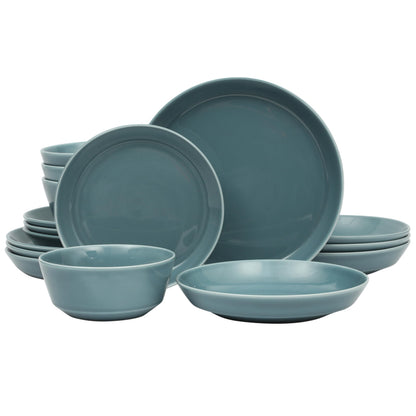 Gibson Home Plates and Bowls Sets - Dinnerware Set for 4, 16-Piece White Dishes — Ceramic Dish Set| Microwave & Dishwasher Safe Dishes - Oslo Collection