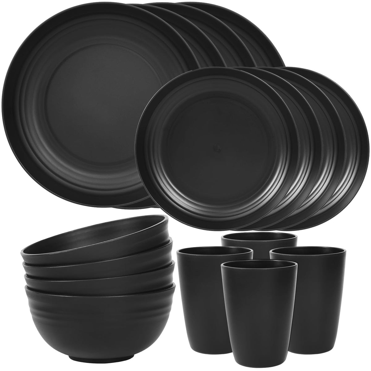 Quatish 24 Piece Plates and Bowl Set for 6, Dinnerware Dish Set for Kitchen