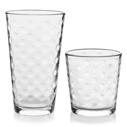 Libbey Province Tumbler & Rocks Drinking Glasses Set of 16, Tall Glass Cups
