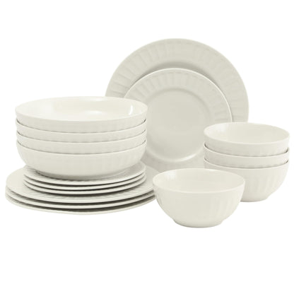 Gibson Home Plates and Bowls Sets - Dinnerware Set for 4, 16-Piece White Dishes — Ceramic Dish Set| Microwave & Dishwasher Safe Dishes - Oslo Collection