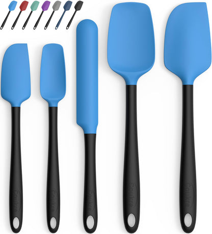 Coukre Silicone Spatula Set of 5,High Temperature Resistant, Food Grade Silicone, Dishwasher Safe, for Baking, Cooking (Aqua Green)