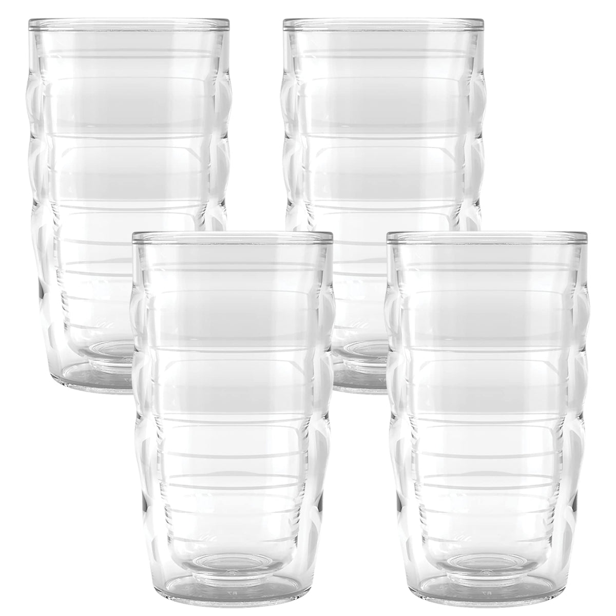 Tervis Clear & Colorful Tabletop Made in USA Double Walled Insulated Tumbler Travel Cup Keeps Drinks Cold & Hot, 16oz - 4pk, Clear