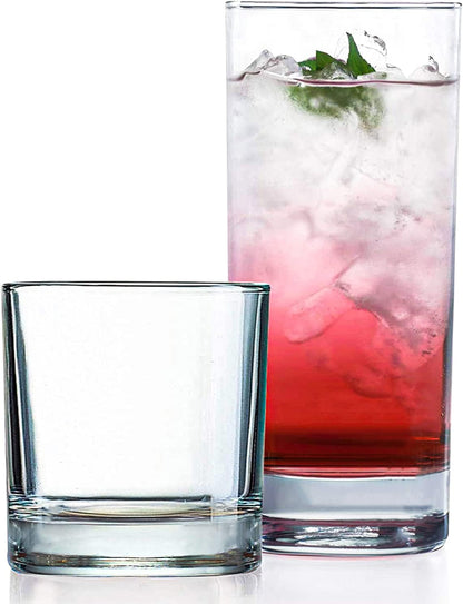 Le'raze 8pc Drinking Glasses Dishwasher Safe Everyday Durable Glassware Set