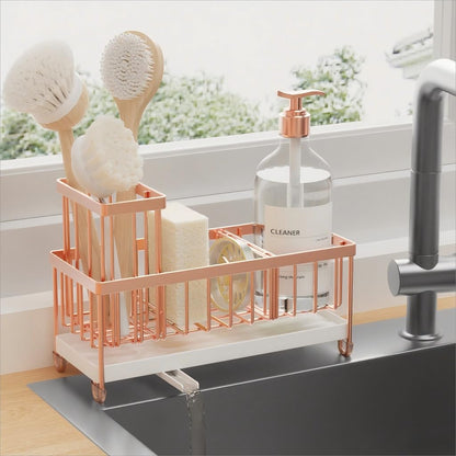Cisily Sponge Holder for Kitchen Sink, Sink Organizer with Brush Holder