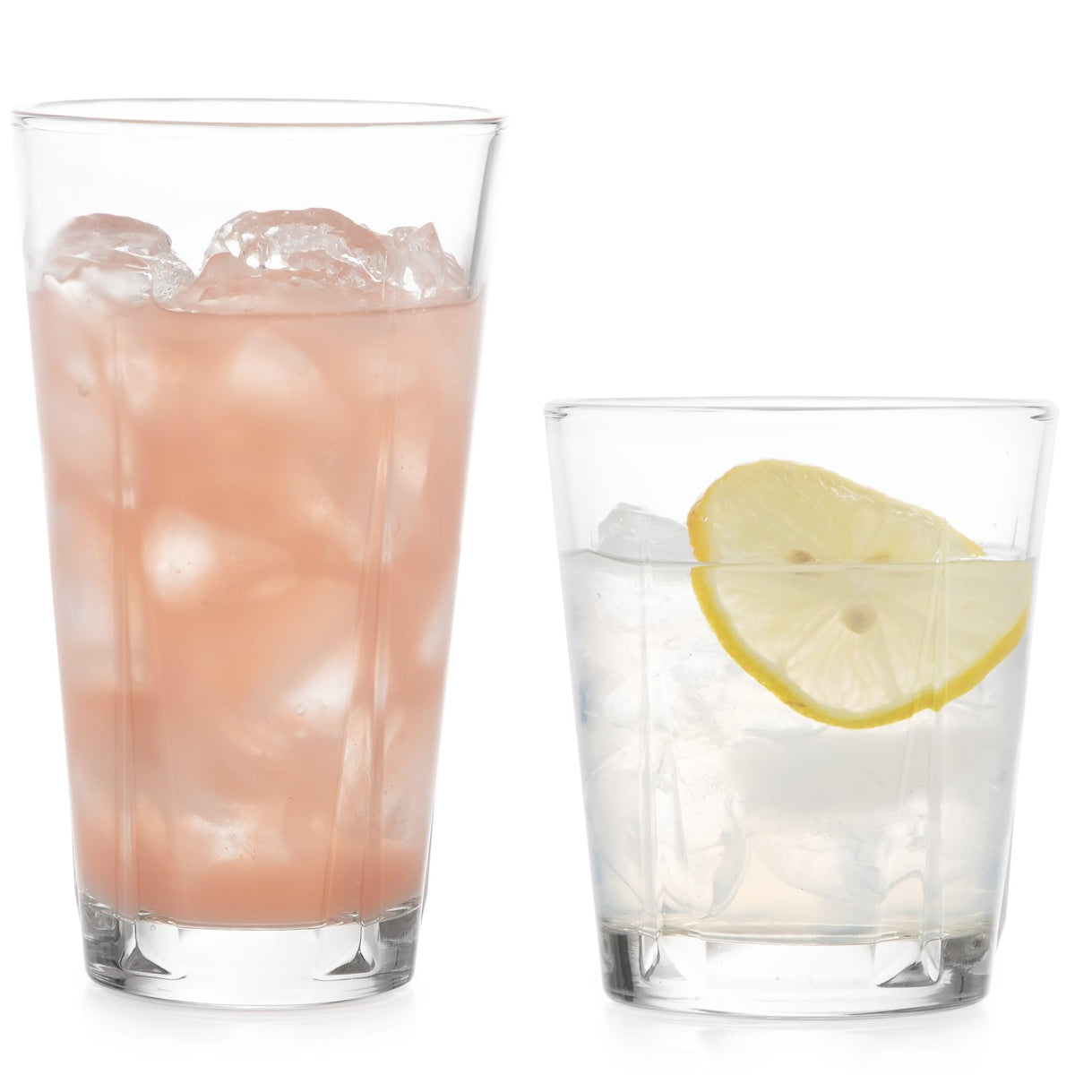 Libbey Blue Ribbon Tumbler and Rocks Drinking Glass Set of 8, Artisanal, Four-Dimpled Glass Cups Set, Clear Glassware Drinking Glasses for Daily Use