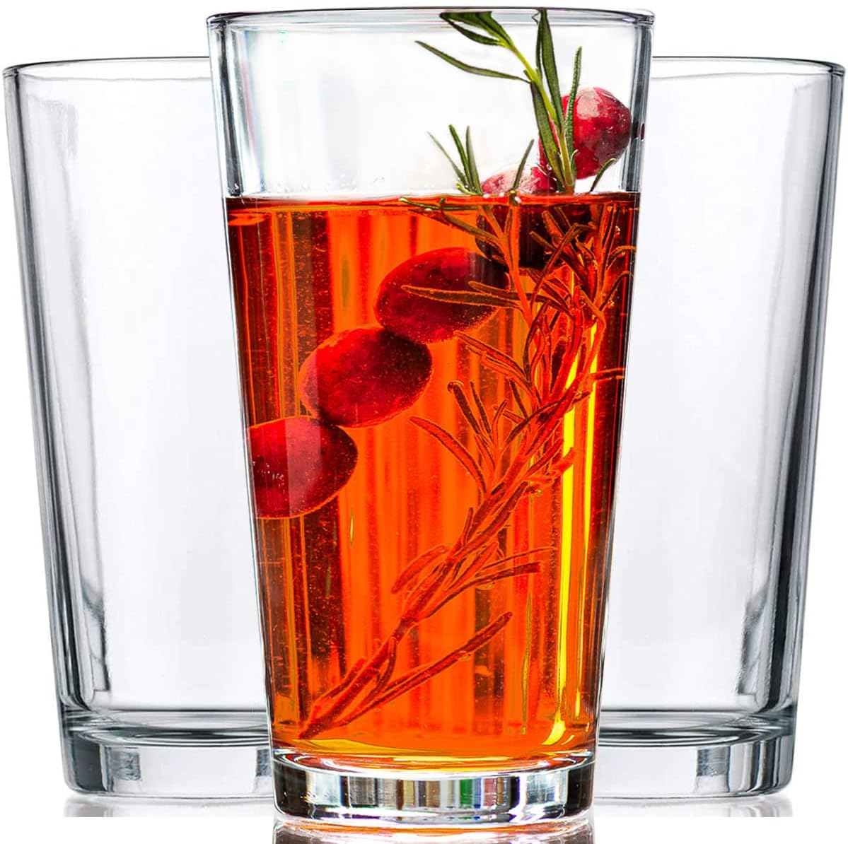 Le'raze 10pc Stackable Drinking Glasses, 16oz Clear Glass Cup Glassware Set