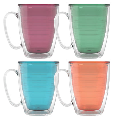 Tervis Clear & Colorful Tabletop Made in USA Double Walled Insulated Tumbler Travel Cup Keeps Drinks Cold & Hot, 16oz - 4pk, Clear
