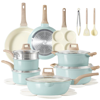CAROTE 21pcs Pots and Pans Set, Nonstick Cookware Sets, with Egg Pan