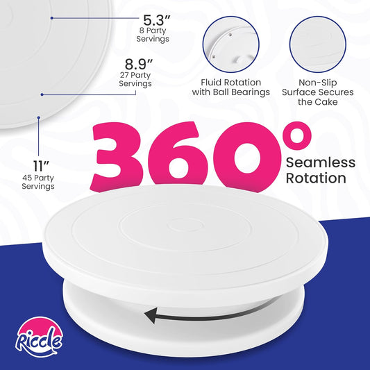Riccle 88 pc Cake Decorating Kit & Cake Turntable -Piping Bags and Tips Set
