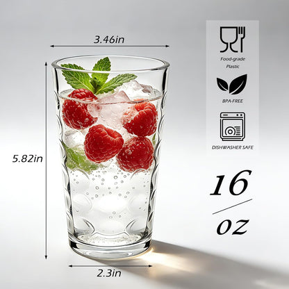 Mapoxy 16 Oz Vintage Hobnail Highball Glass Cups, 12 Pack