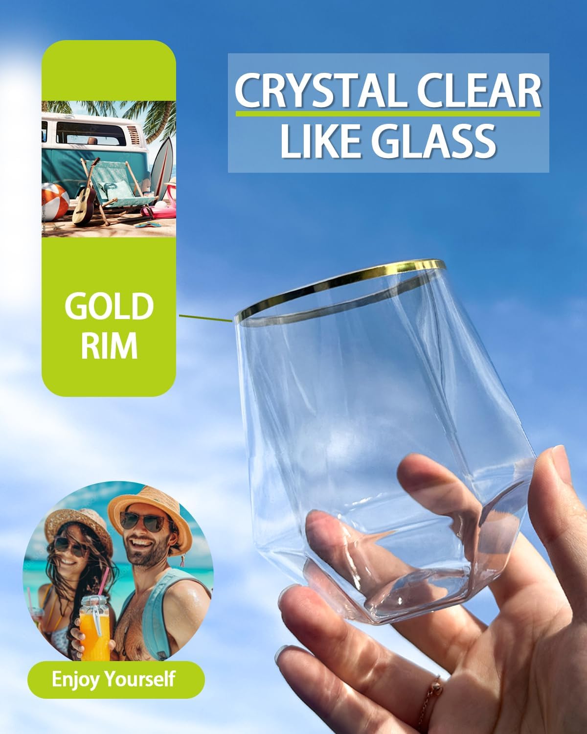 40 Pack Plastic Wine Glasses, 12 Oz Disposable Cocktail Whiskey Glasses