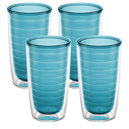 Tervis Clear & Colorful Tabletop Made in USA Double Walled Insulated Tumbler Travel Cup Keeps Drinks Cold & Hot, 16oz - 4pk, Clear
