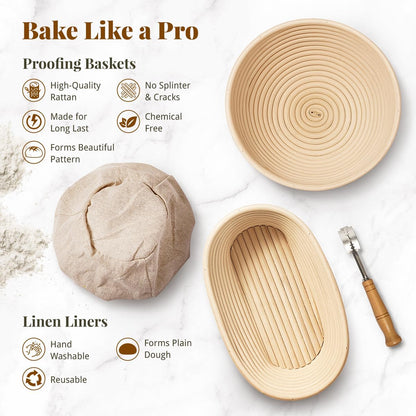 BAVIFY Sourdough Starter Kit, Banneton Bread Proofing Baskets Set