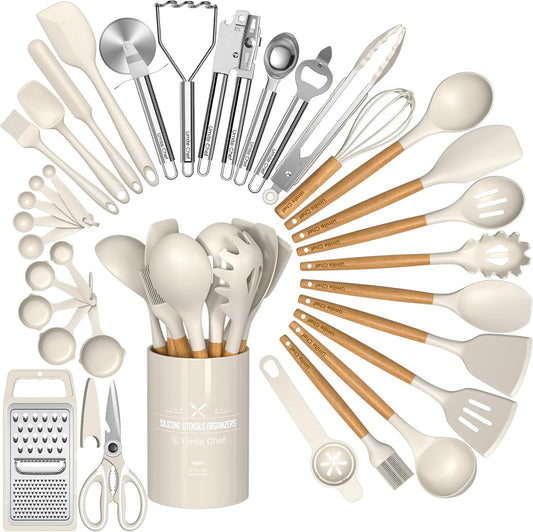 Umite Chef Food Grade Thickened Silicone (Stainless Steel Core) Kitchen Gadgets Tools Set - Kitchen Cooking Utensils Set, Heat Resistant Kitchen Spatula Tools Set