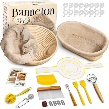 BAVIFY Sourdough Starter Kit, Banneton Bread Proofing Baskets Set