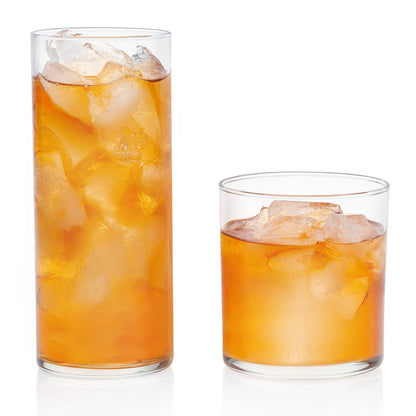 Libbey Impressions 16-Piece Tumbler and Rocks Clear Drinking Glasses, 8 16.7oz & 8 12oz Double Old-Fashioned Glass Drinking Cups Set