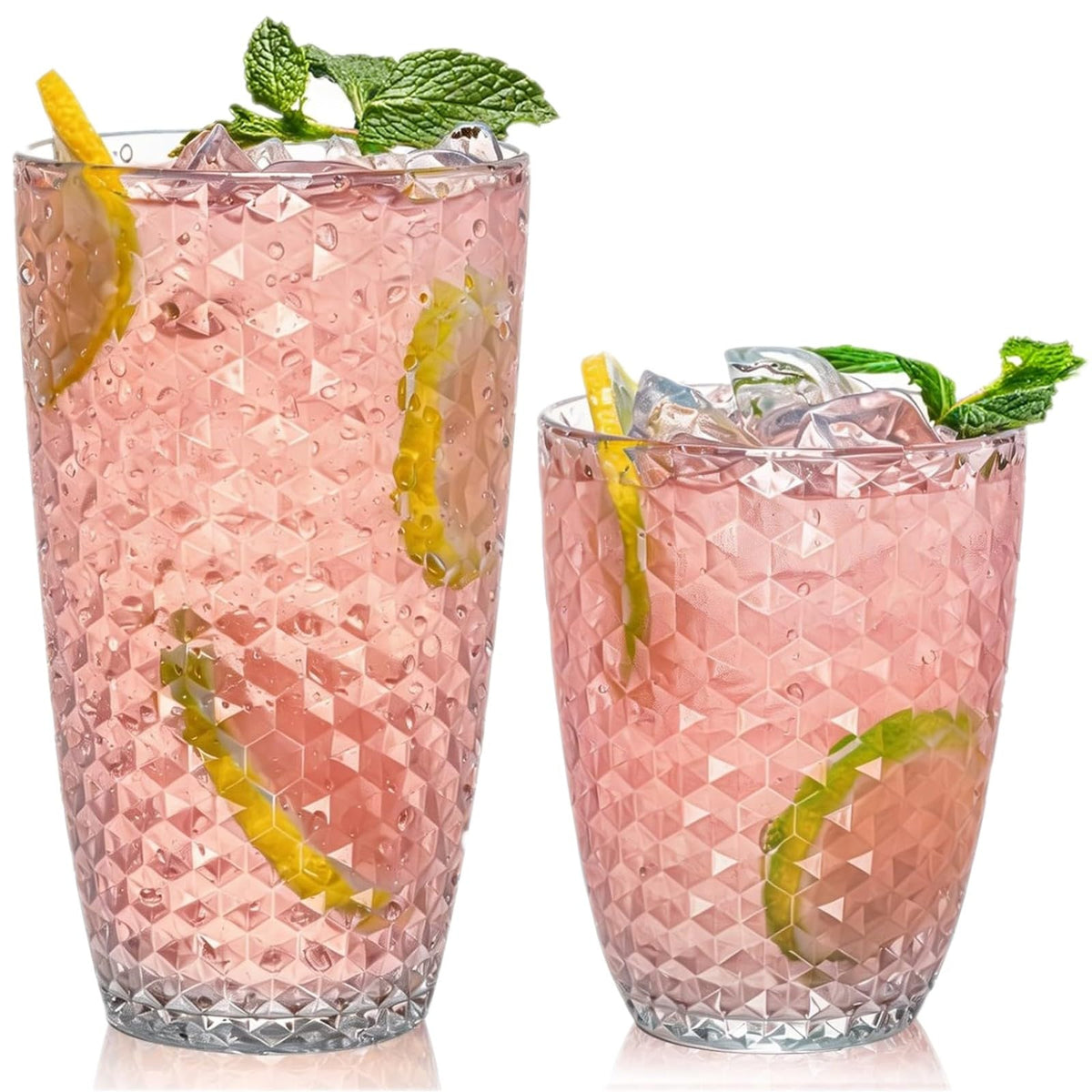 BELLAFORTE Shatterproof Plastic Tumbler Set – Laguna Beach 19oz Tall & 12oz Short Drinking Glasses – Unbreakable Stackable Drinkware for Indoor Outdoor, Dishwasher Safe, BPA Free (Clear, 12)