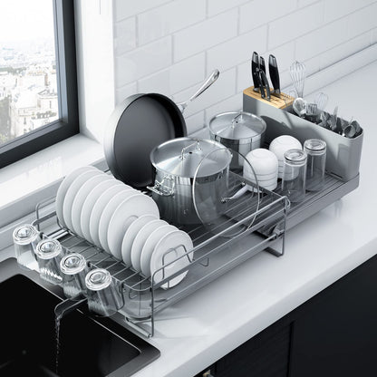 Kitsure Extendable Dish Drying Rack, 19.2"-26.7" L x 12.9" W, Black
