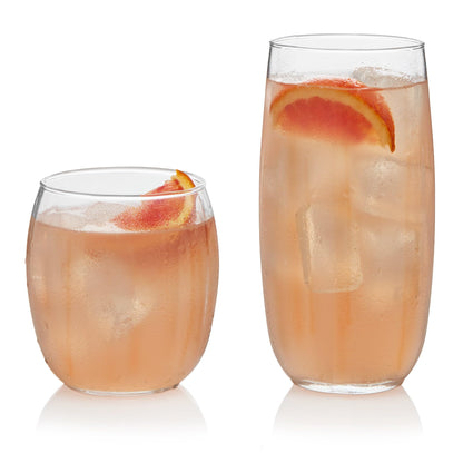 Libbey Impressions 16-Piece Tumbler and Rocks Clear Drinking Glasses, 8 16.7oz & 8 12oz Double Old-Fashioned Glass Drinking Cups Set