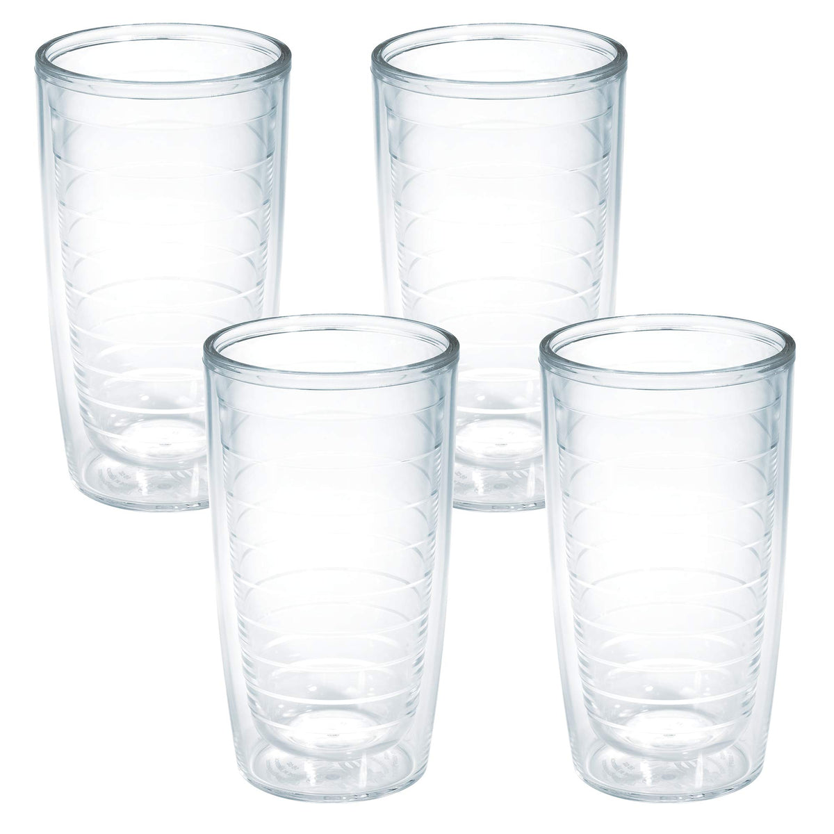 Tervis Clear & Colorful Tabletop Made in USA Double Walled Insulated Tumbler Travel Cup Keeps Drinks Cold & Hot, 16oz - 4pk, Clear