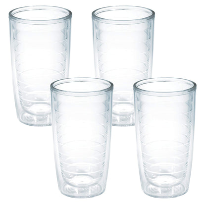 Tervis Clear & Colorful Tabletop Made in USA Double Walled Insulated Tumbler Travel Cup Keeps Drinks Cold & Hot, 16oz - 4pk, Clear