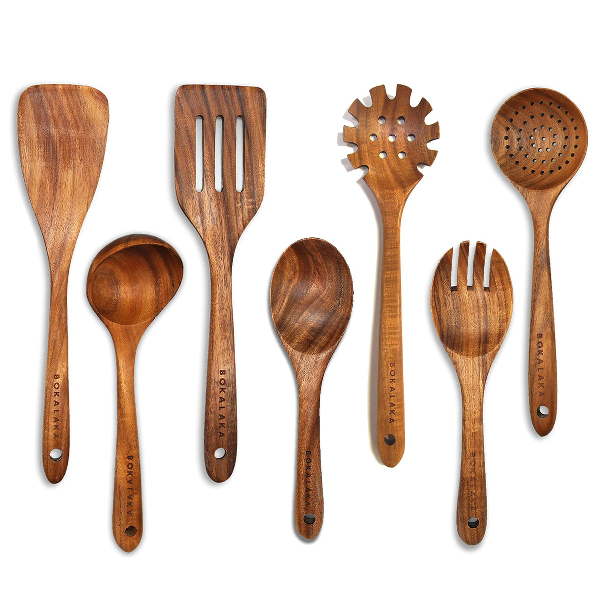 Wooden Spoons for Cooking,10 Pcs Natural Teak Wooden Kitchen Utensils Set Wooden Utensils for Cooking Wooden Cooking Utensils Wooden Spatulas for Cooking (10)