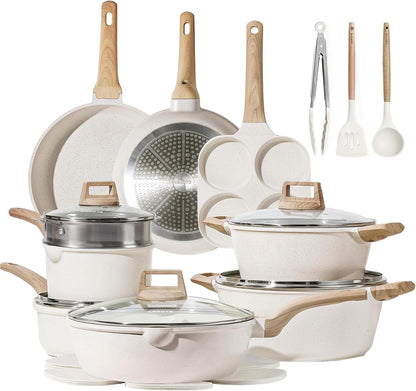 CAROTE 21pcs Pots and Pans Set, Nonstick Cookware Sets, with Egg Pan