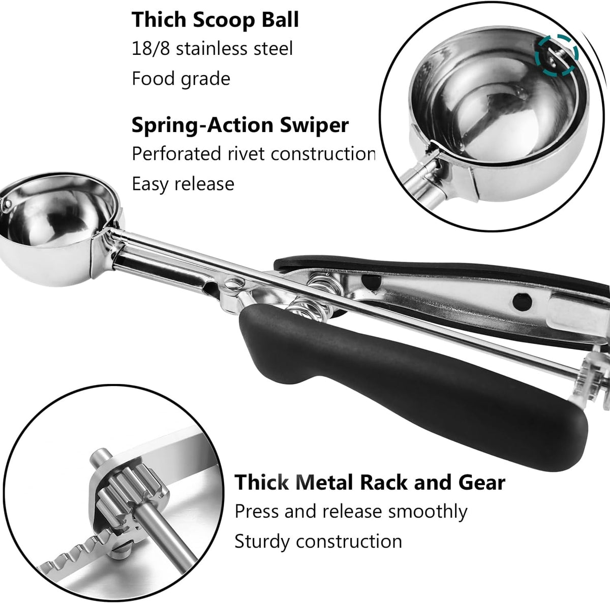JUNADAEL J Cookie Scoop Set, Cookie Scoops for Baking Set of 3, #20/#40/#60