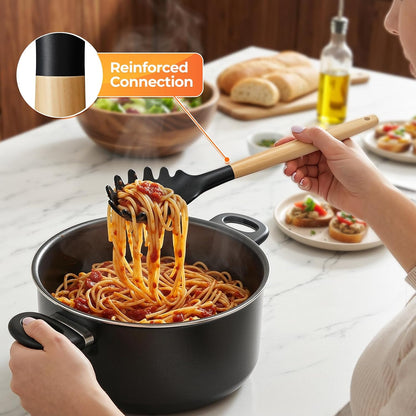 33Pcs Kitchen Utensils Set Silicone Cooking Utensils Set with Wooden Handle