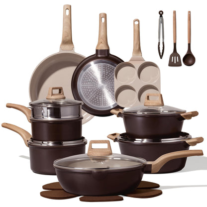 CAROTE 21pcs Pots and Pans Set, Nonstick Cookware Sets, with Egg Pan