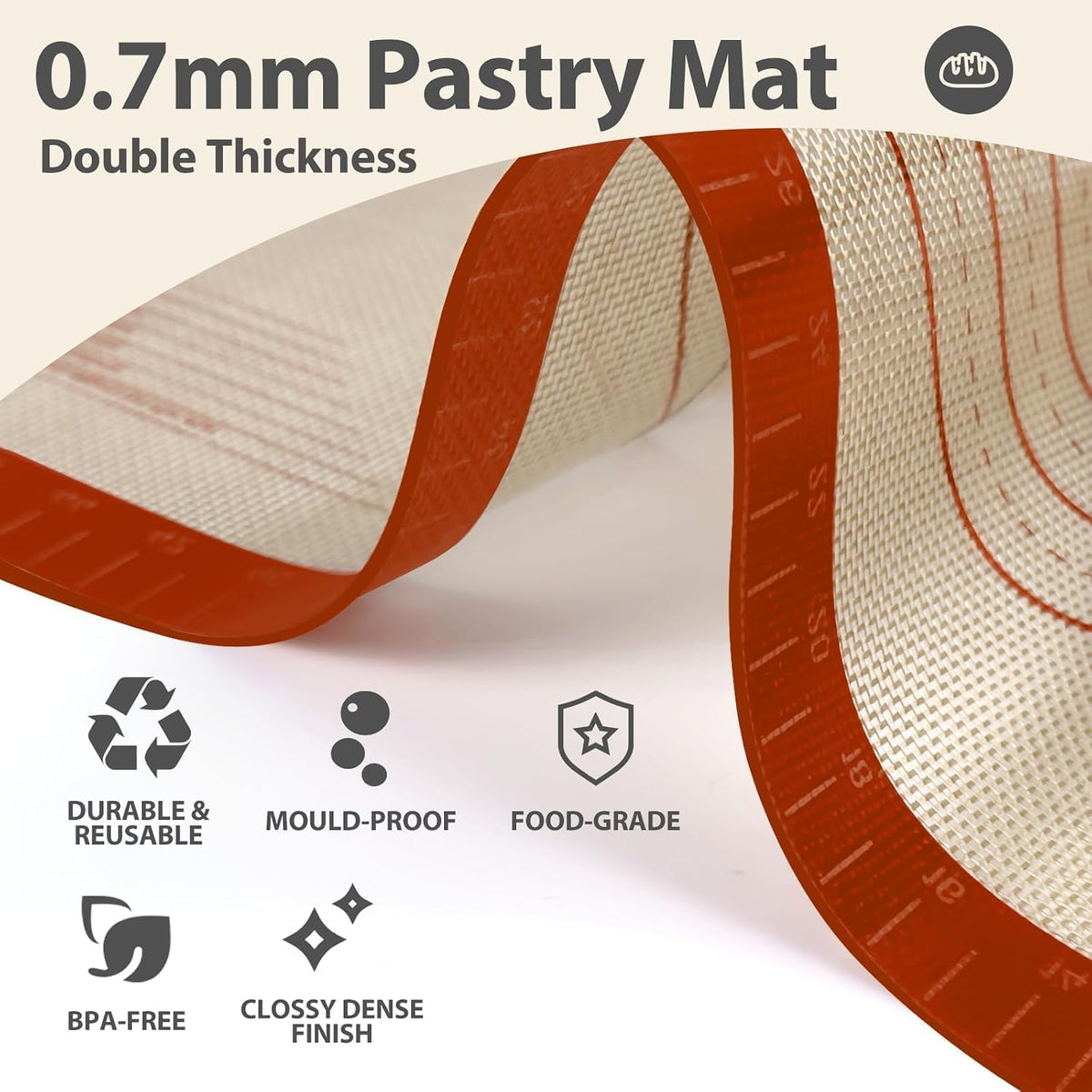 24" x 16" Silicone Baking Mat with Measurement Guides